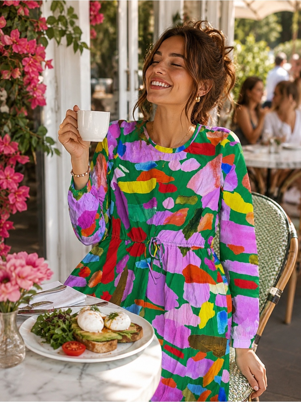 Variety Hour "Colour Theory" Long Sleeve Midi Dress - Size Large (NWOT)